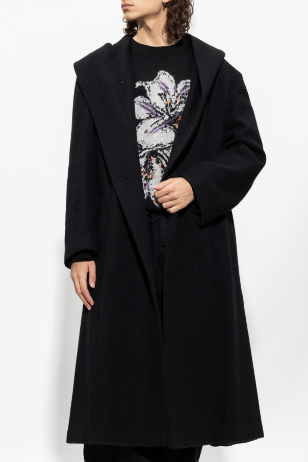 ジャケット・アウター Yohji Yamamoto HOODED COAT Yohji Yamamoto Hooded Belted Coat | Black | FARFETCH